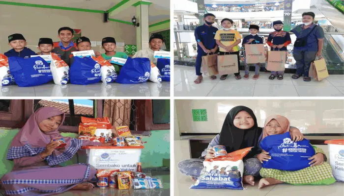 Foto Anak-Anak Yatim membawa Bingkisan dari Program Belanja Bareng Yatim